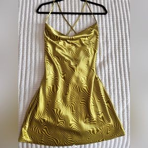 Green halter neck dress